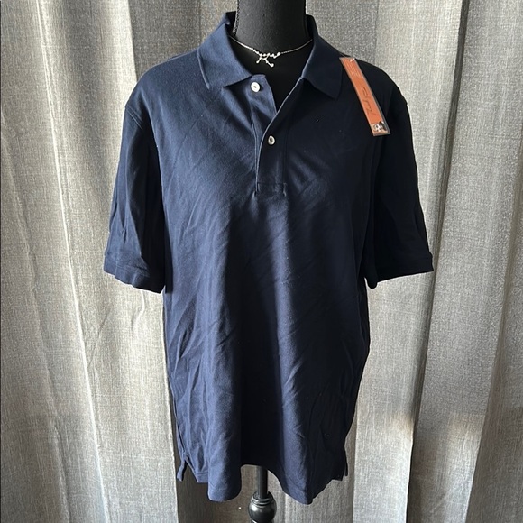 Lands' End Blue Polo Shirt with Leather Patch - Picture 1 of 4
